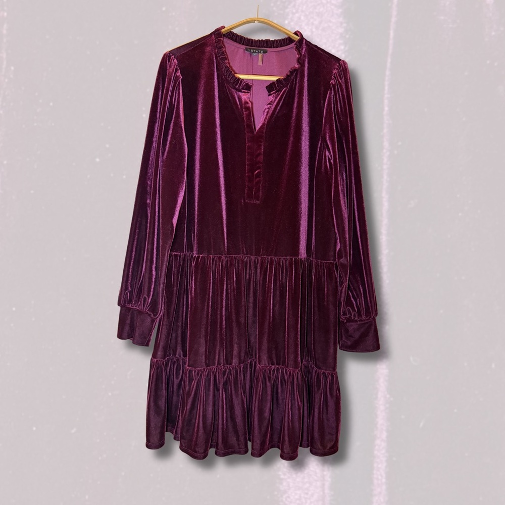 1. State Velvet Midi Dress in Rich Burgundy